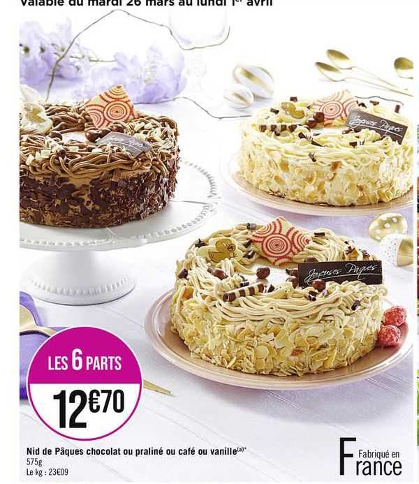 nid de pâques chocolat ou praliné ou café ou vanille