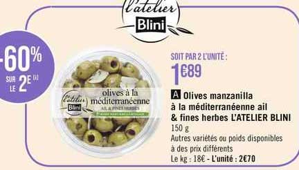 olives manzanilla à la méditerranéenne ail & fines herbes l'atelier blini