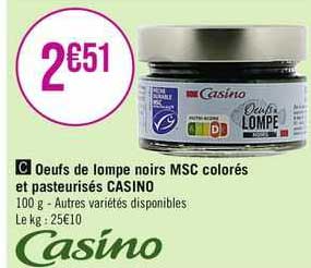 œufs de lompe noirs msc colorés et pasteurisés casino