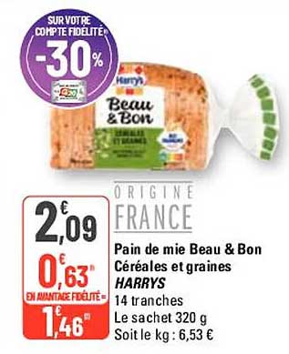 pain de mie beau & bon céréales et graines harrys