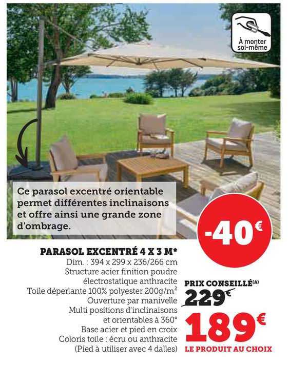 parasol excentré 4 x 3 m