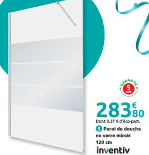 Paroi De Douche En Verre Miroir 120 Cm Inventiv