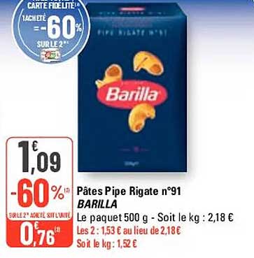 pâtes pipe rigate n°91 barilla