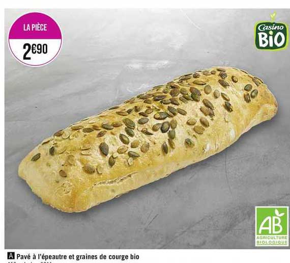 pavé à l'épeautre et graines de courge bio