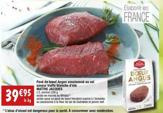 pavé de bœuf angus assaisonné au sel saveur truffe blanche d'été maître jacques