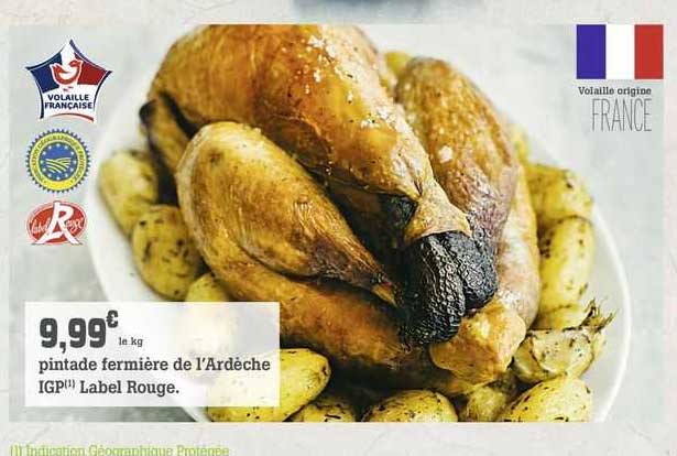 pintade fermière de l'ardèche IGP label rouge