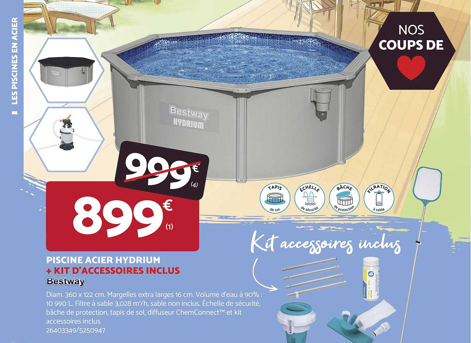 piscine acier hydrium + kit d'accessoires inclus bestway
