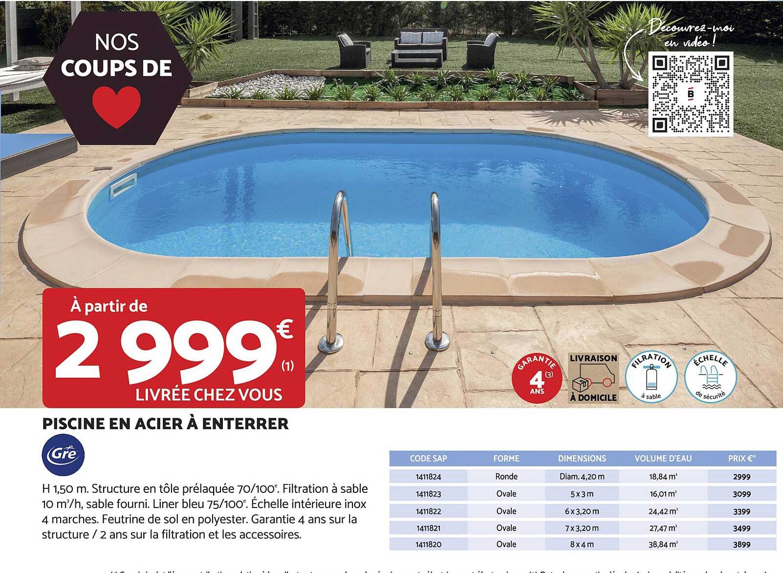 piscine en acier à enterrer gré