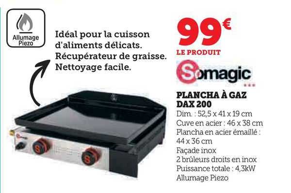 plancha à gaz dax 200 somagic