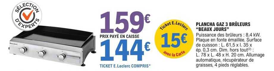 plancha gaz 3 brûleurs "beaux jours"