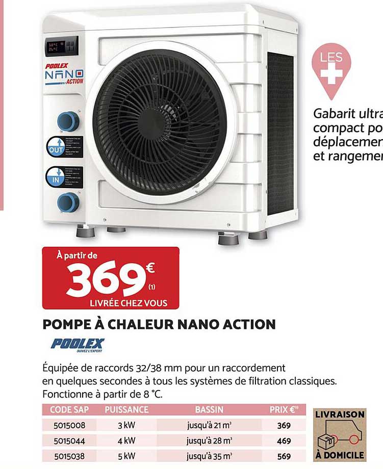 pompe à chaleur nano action poolex