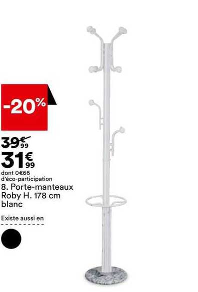 porte-manteaux roby h. 178 cm blanc