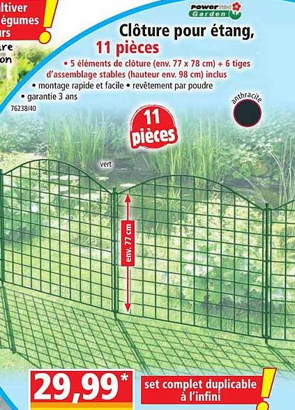 powertec garden clôture pour étang