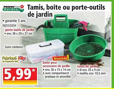 powertec garden tamis boîte ou porte-outils de jardin