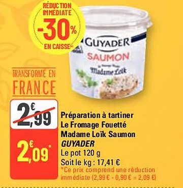préparation à tartiner le fromage fouetté madame loïk saumon guyader