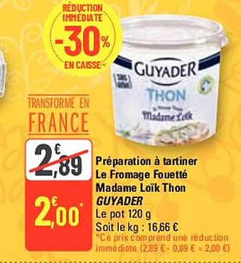 préparation à tartiner le fromage fouetté madame loïk thon guyader