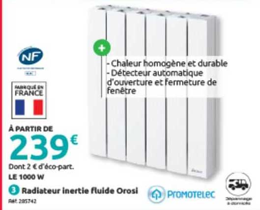 Radiateur Inertie Fluide Orosi Promotelec