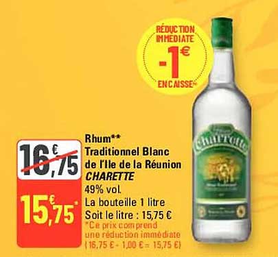 rhum traditionnel blanc de l'ile de la réunion charette
