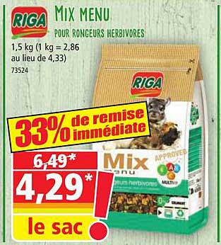 riga mix menu pour rongeurs herbivores