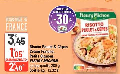 risotto poulet & cèpes crème fraîche petits oignons fleury michon