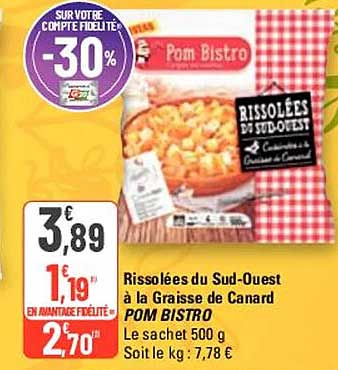 rissolées du sud-ouest à la graisse de canard pom bistro