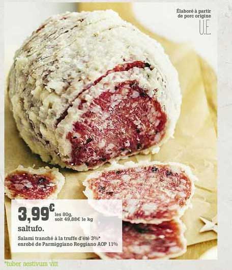 salami tranché à la truffe d'été 3% enrobé de parmigiano reggiano aop