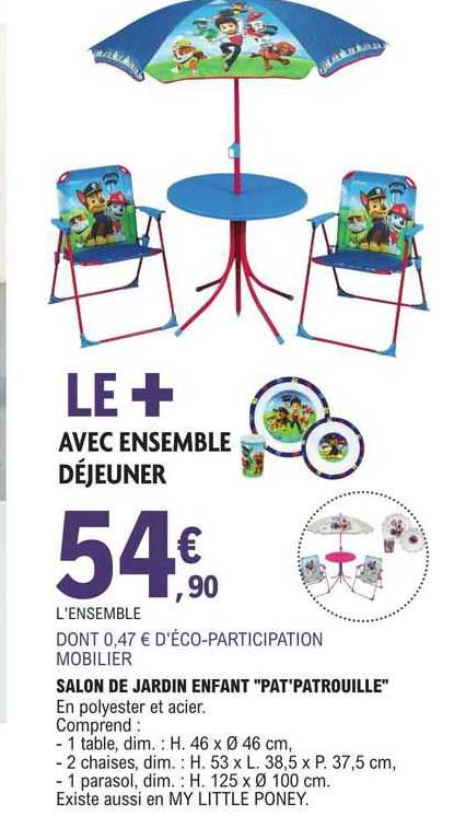 salon de jardin enfant "pat' patrouille"