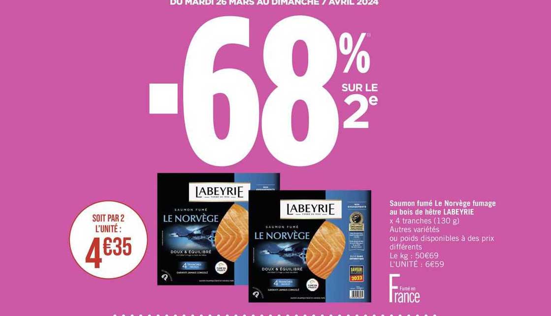 saumon fumé le norvège fumage au bois de hêtre labeyrie