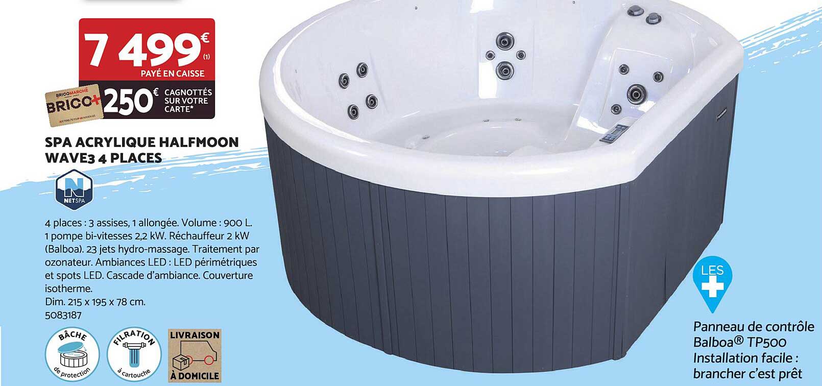 spa acrylique halfmoon wave3 4 places