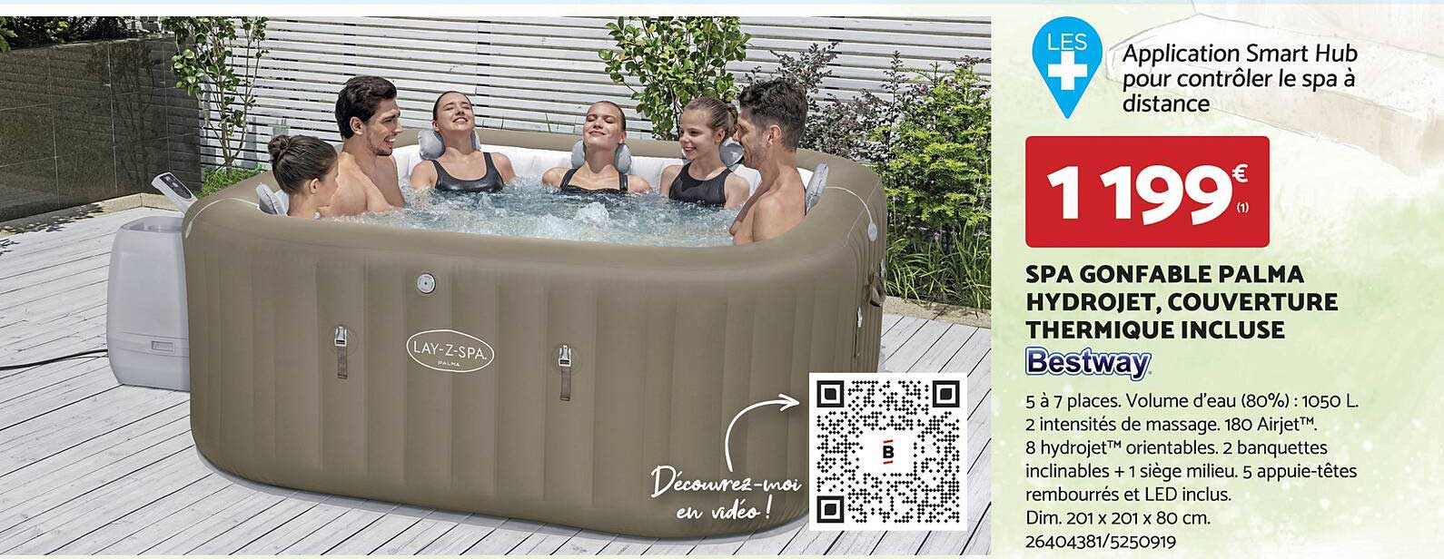 spa gonflable palma hydrojet, couverture thermique incluse bestway