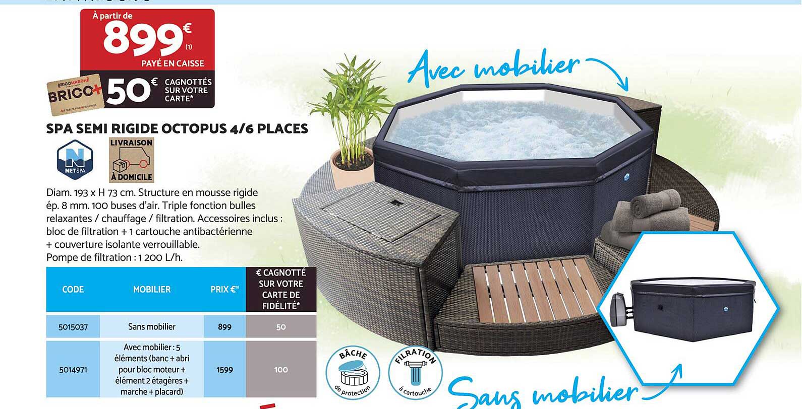 spa semi rigide octopus 4/6 places