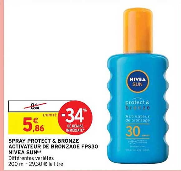 spray protect & bronze activateur de bronzage fps30 nivea sun