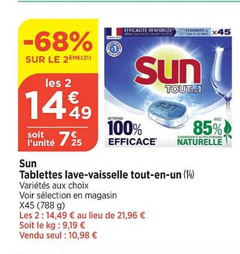 sun tablette lave-vaisselle tout-en-un