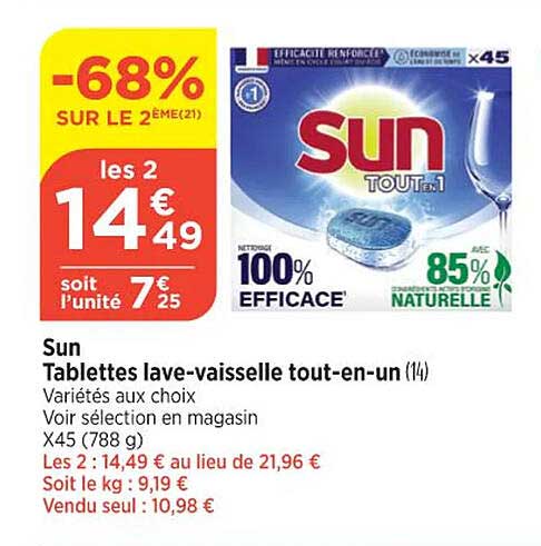 sun tablettes lave-vaisselle tout-en-un