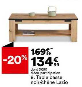 table basse noir/chêne lazio