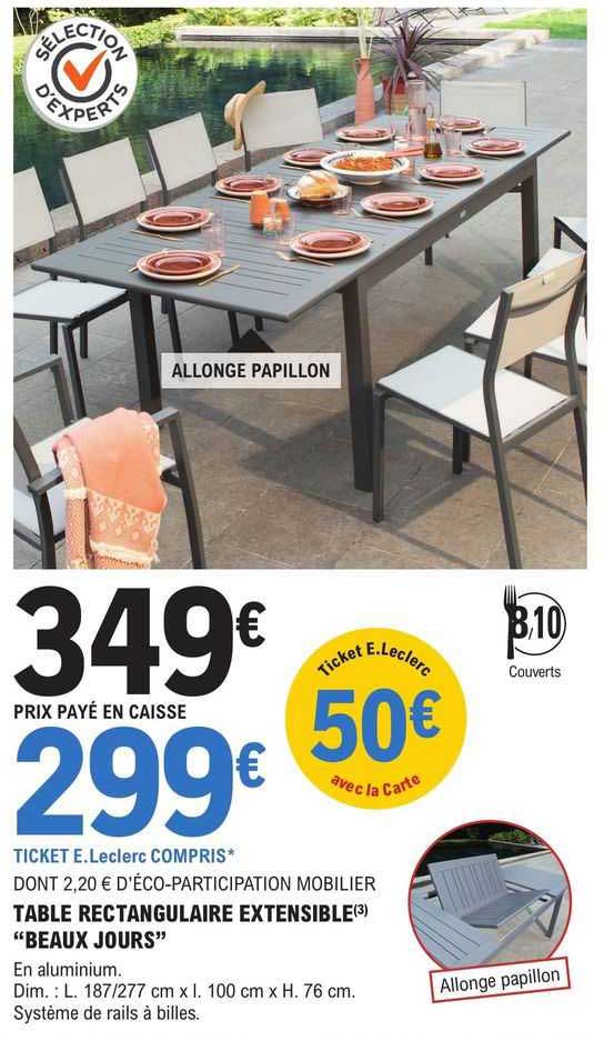 table rectangulaire extensible "beaux jours"