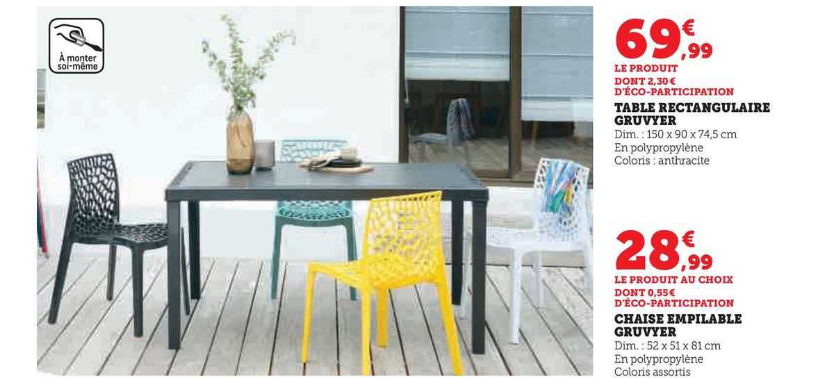 table rectangulaire gruvyer chaise empilable gruvyer