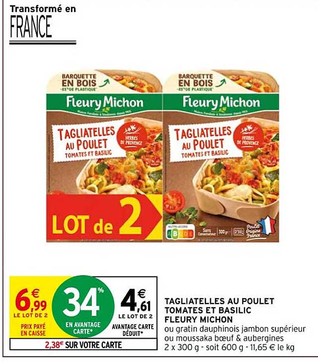 tagliatelles au poulet tomates et basilic fleury michon