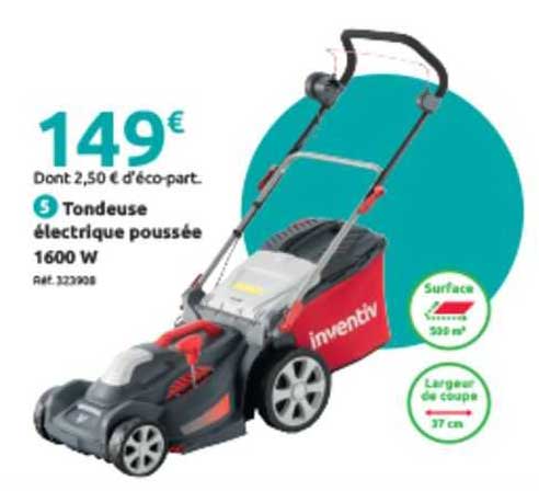 tondeuse électrique poussée 1600 w inventiv