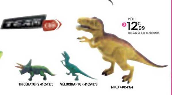 Tricératops 41054375, Vélociraptor 41054373, T-rex 41054374