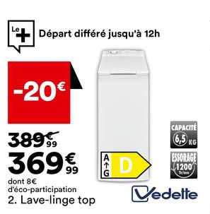 vedette  lave-linge top