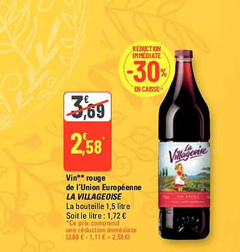 vin rouge de l'union européenne la villageoise