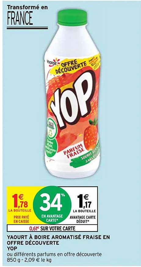 Yaourt à Boire Aromatisé Fraise En Offre Décourverte Yop