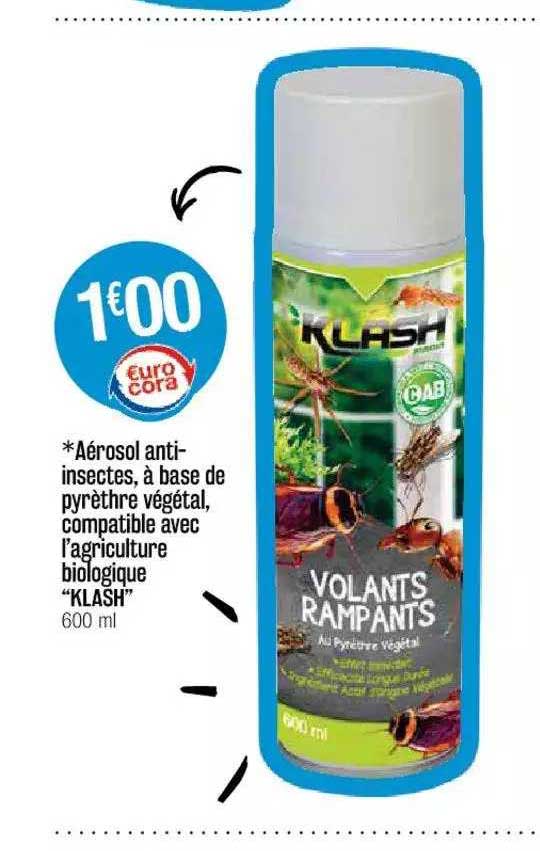 aérosol anti-insectes, à base de pyrèthre végétal, compatible avec l'agriculture biologique "klash"