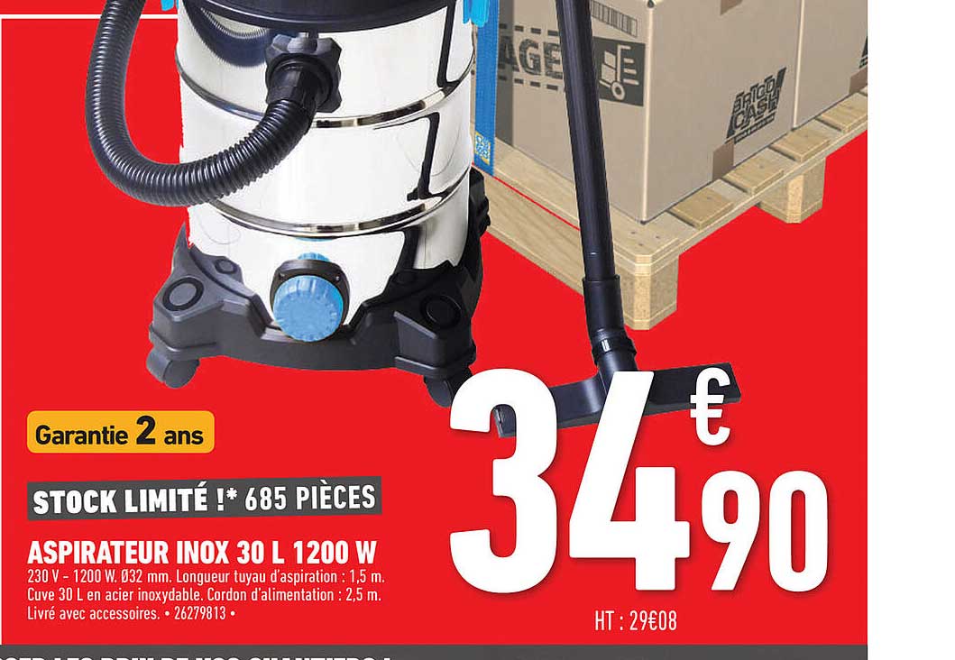 Aspirateur Inox 30 L 120 W