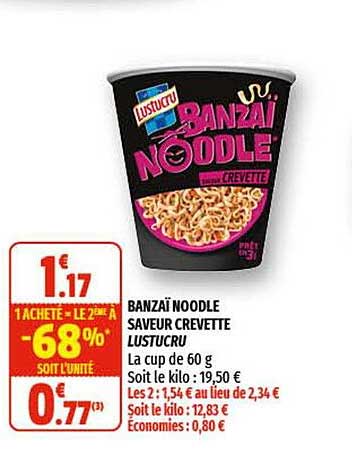 banzaï noodle saveur crevette lustucru
