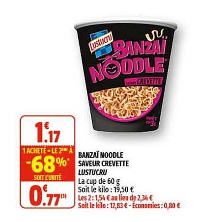 banzaï noodle saveur crevette lustucru