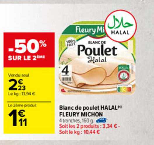 blanc de poulet halal fleury michon