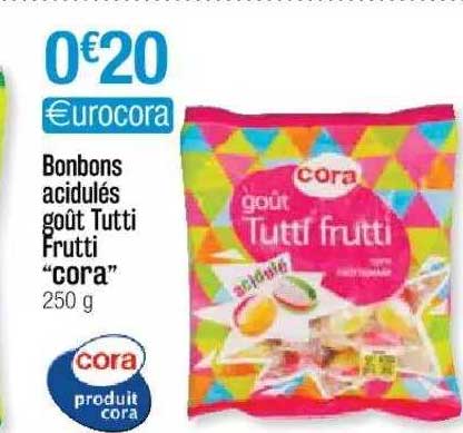 bonbons acidulés goût tutti frutti "cora"
