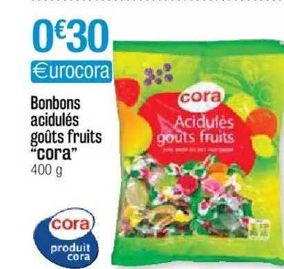 bonbons acidulés goûts fruits "cora"